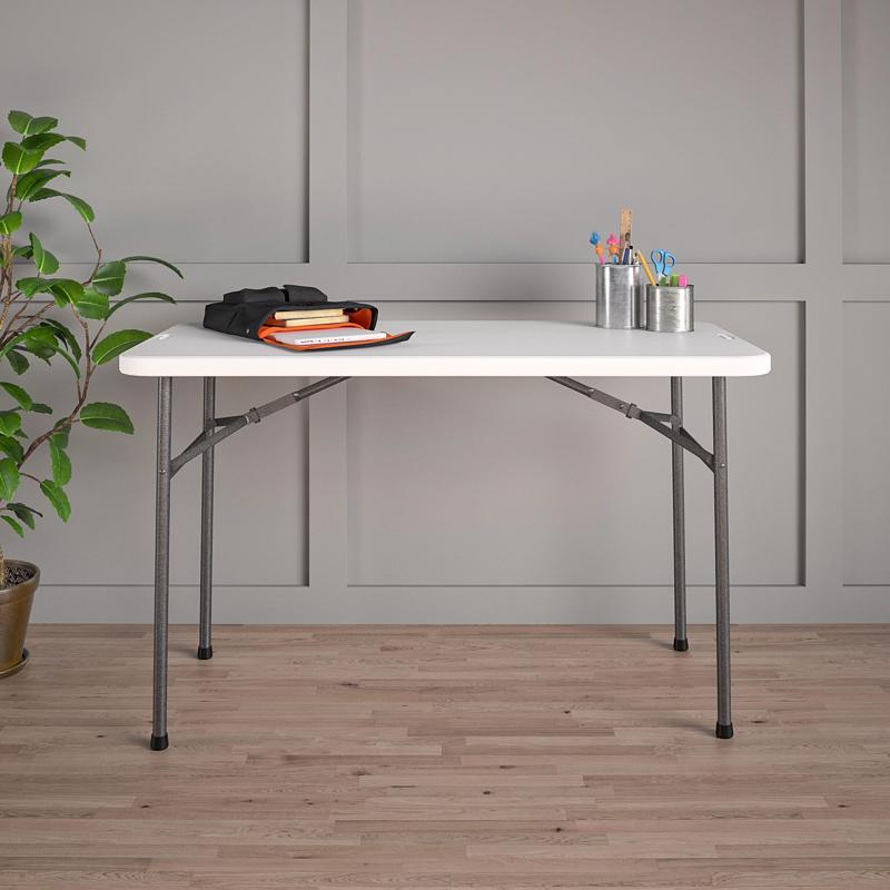 Table, Cosco, 24.05 in W, 29.33 in H, Steel Frame, Rectangular, Resin, White, Foldable - 2
