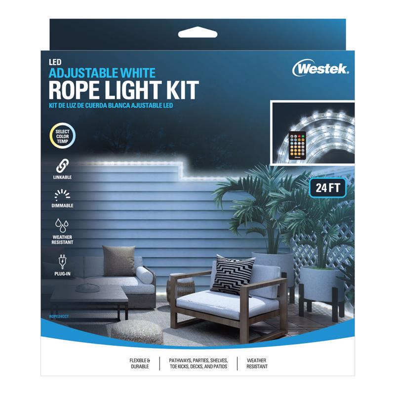 24 Ft LED Outdoor Rope Light, Westek, White - 1