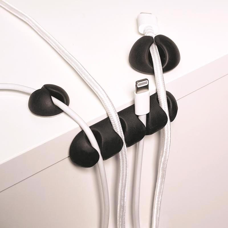 Cable Clip, Wrap-It Storage, Silicone, Black - 3