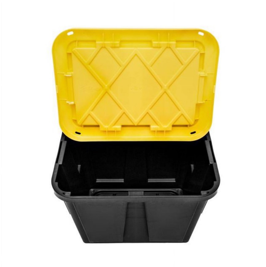 Stackable Storage Box, Greenmade, 12 gal, Padlock Locking, Polypropylene, Black/Yellow - 3