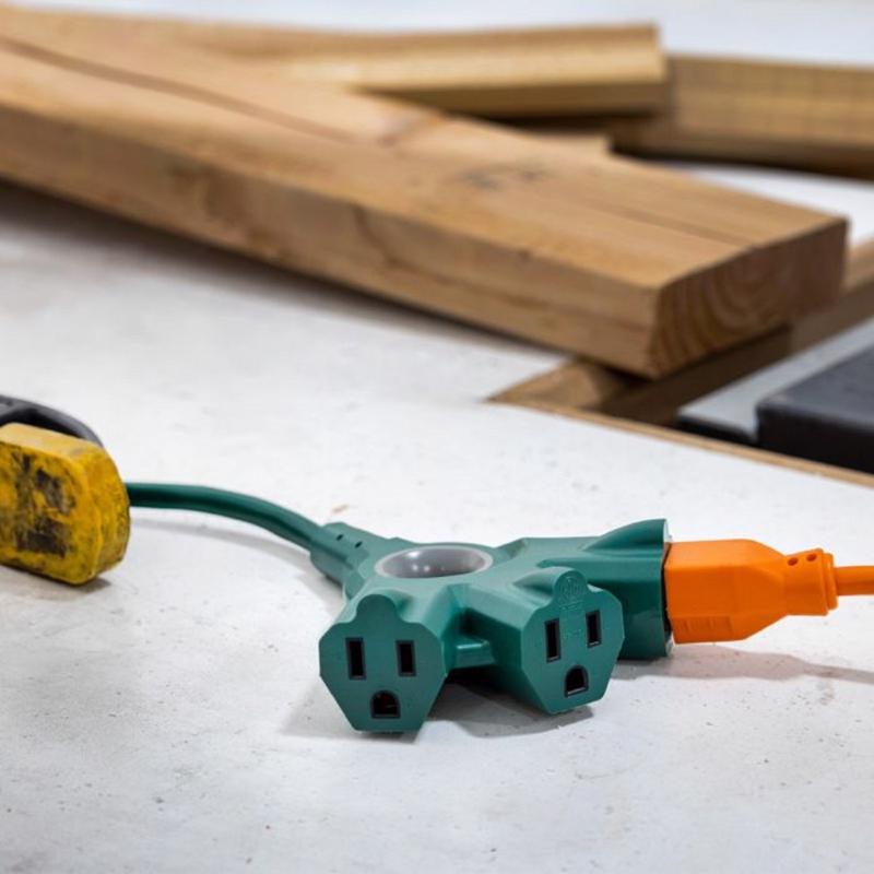Extension Cord Indoor/Outdoor 3-Outlet Extension Cord, Jasco, 25 ft L, Green - 3
