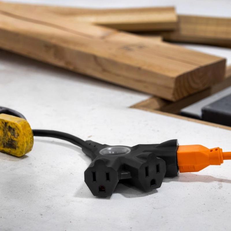 Extension Cord, Jasco, Indoor/Outdoor 3-Outlet Extension Cord, 25 ft L, Black - 3