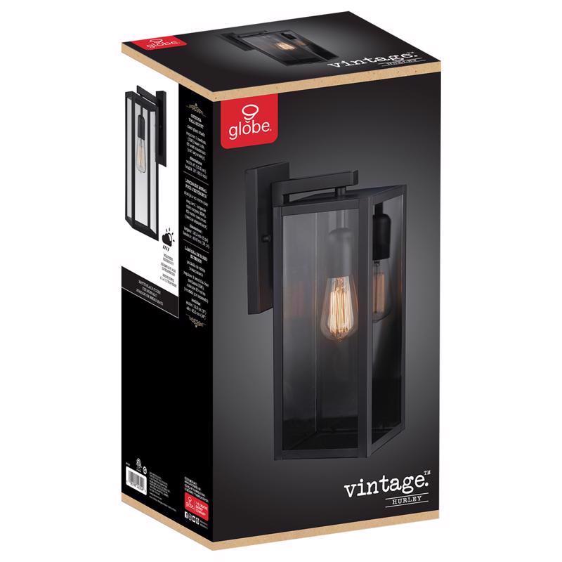 Outdoor Wall Sconce, Globe, Hurley, 1-Light, Black - 2