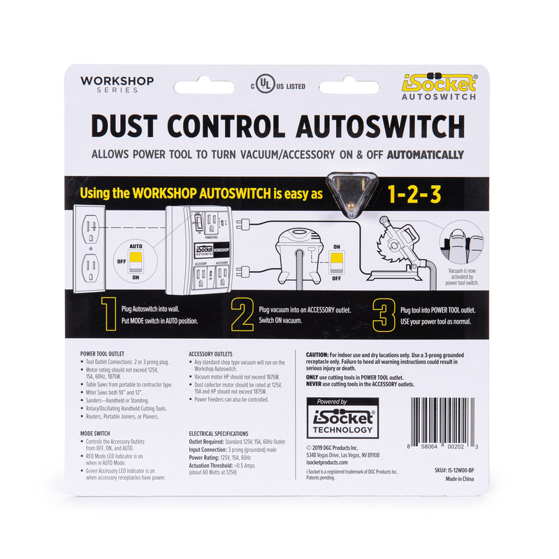 Dust Control Switch, I-Socket, 120 V, Plastic, Black - 4