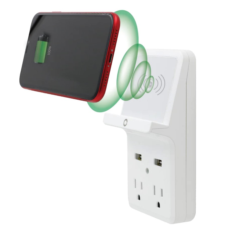 Wire & Cable, Prime, 2-Outlet Wireless Charging Dock with 2 USB Chargers - 3