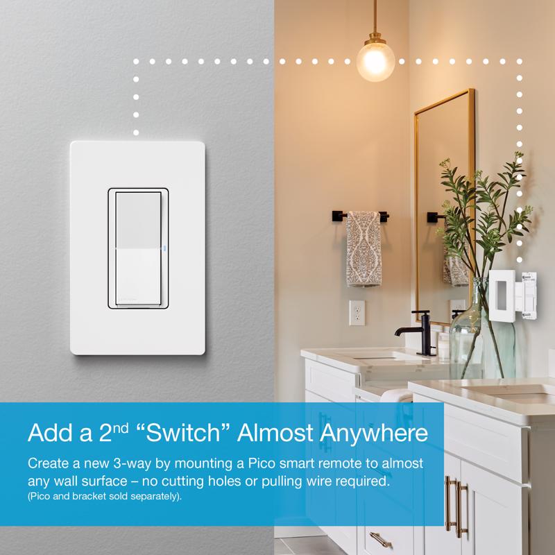 Smart Switch, Lutron, 1-Pole, 3-Way, 120 V, 50/60 Hz, White - 4