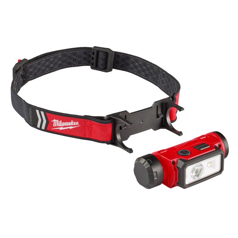 USB Hard Hat Headlamp, Milwaukee, REDLITHIUM 600 Lumens, 5, 9, 20 hr Run Time - 3