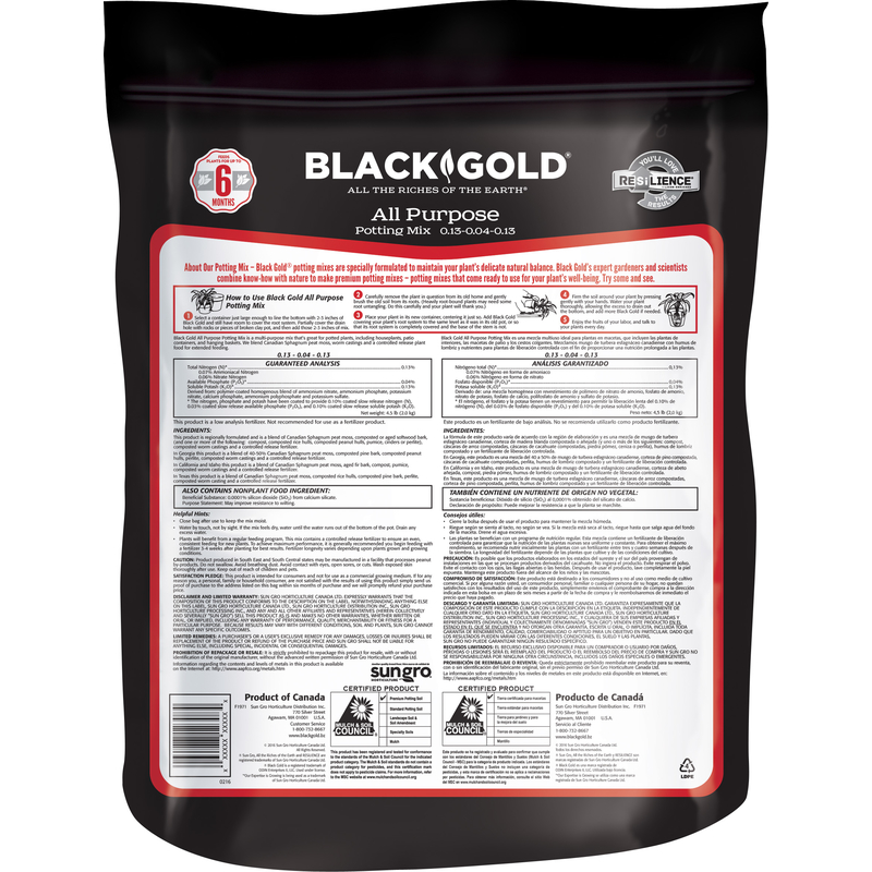 All Purpose Potting Mix, Sun Gro, Black Gold, 8 qt - 3