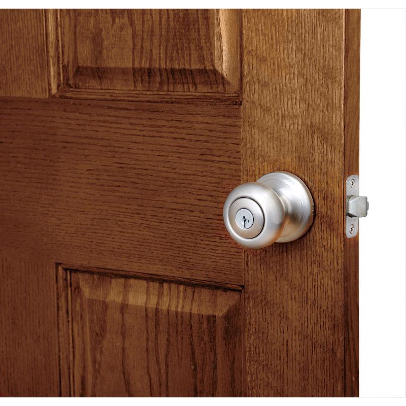 Juno Entry Knob, Kwikset, Steel, Re-Key Technology: SmartKey, 2 Grade, Satin Nickel - 2