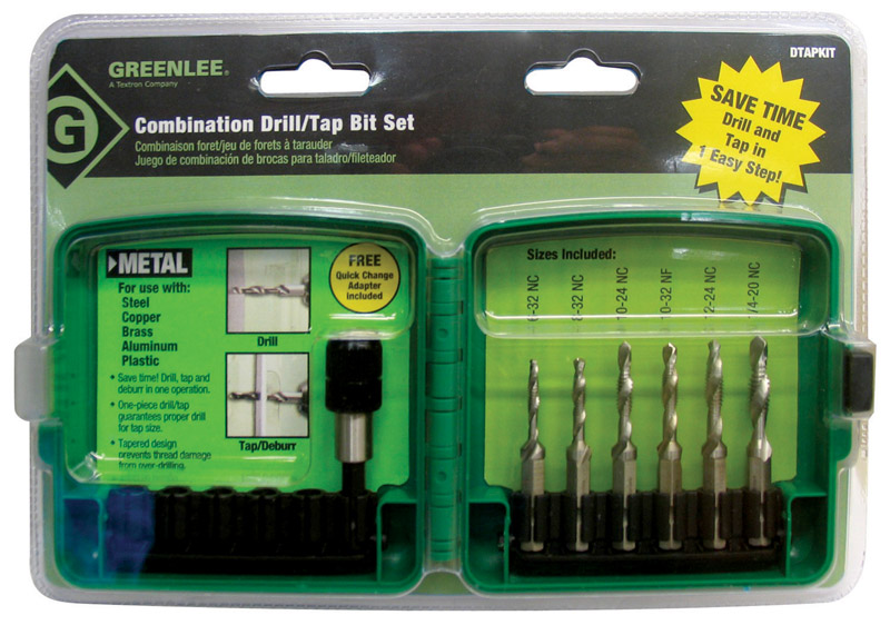 Drill/Tap Bit Kit, Greenlee, Steel - 1
