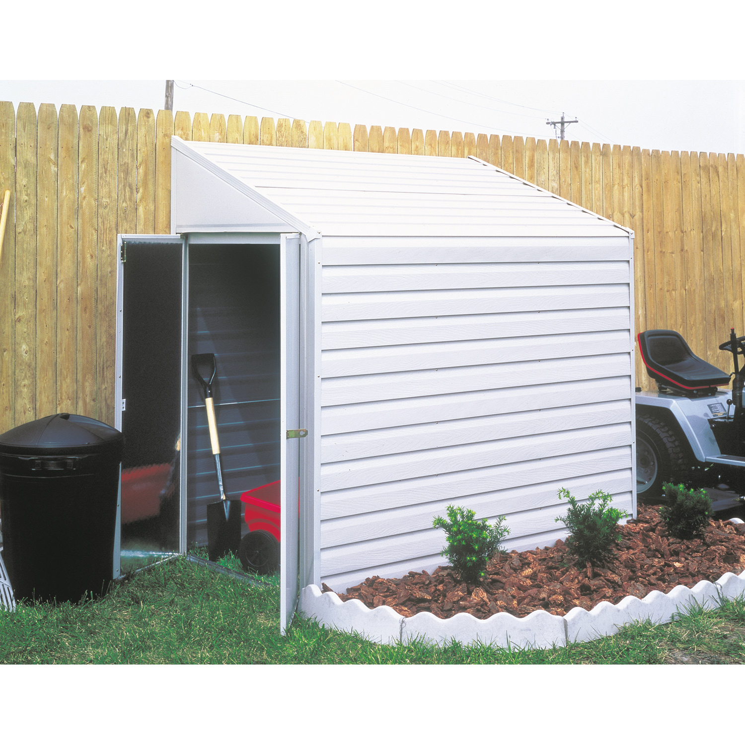 Arrow Yard Saver Storage Shed 26 sq-ft Capacity, Arrow Storage Products, 4 ft W x 7 ft D x 7 ft H, Steel, Eggshell - 2