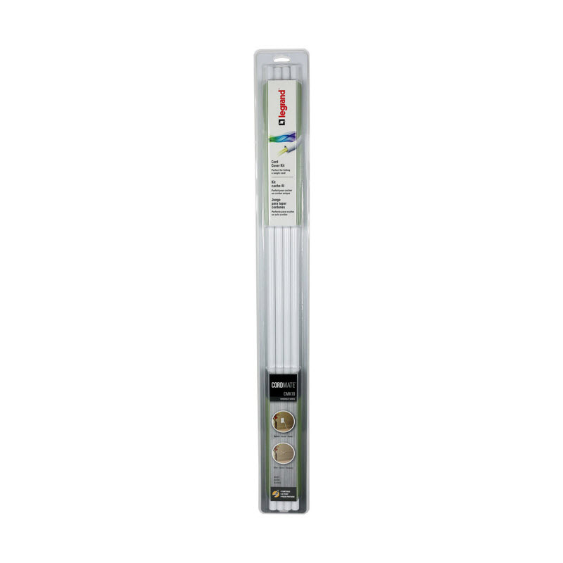 Cord Organizer Kit, Wiremold, 60 in OAL, 9/16 in OAW, 4 -Channel, Plastic, White - 2