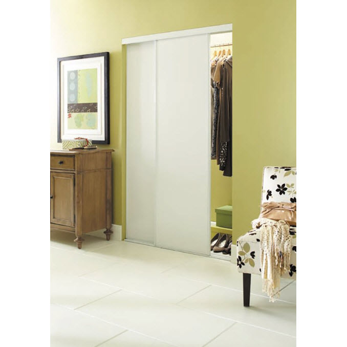 Aspen Bypass Closet Door, Contractor Wardrobe, 72 in W, 80-1/2 in H, Flush, White Gloss Finish - 1