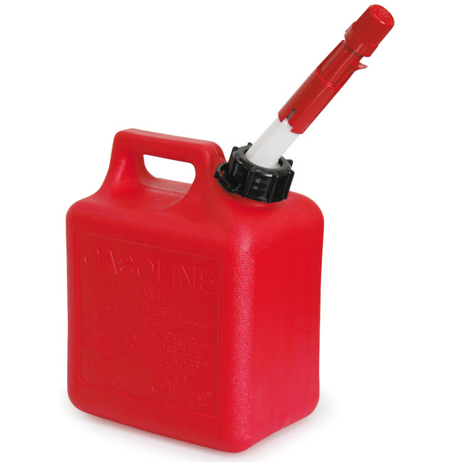 Gas Can, 1 gal, Midwest Can, Quick-Flo, Extra 4 oz for Oil Mixes, Red - 1