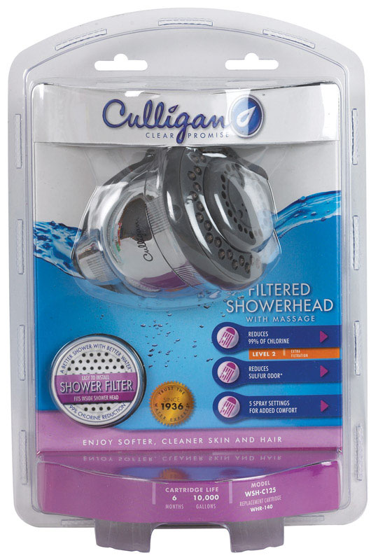 Filtered Shower Head, Culligan, 5 Spray Pattern, Chrome - 2