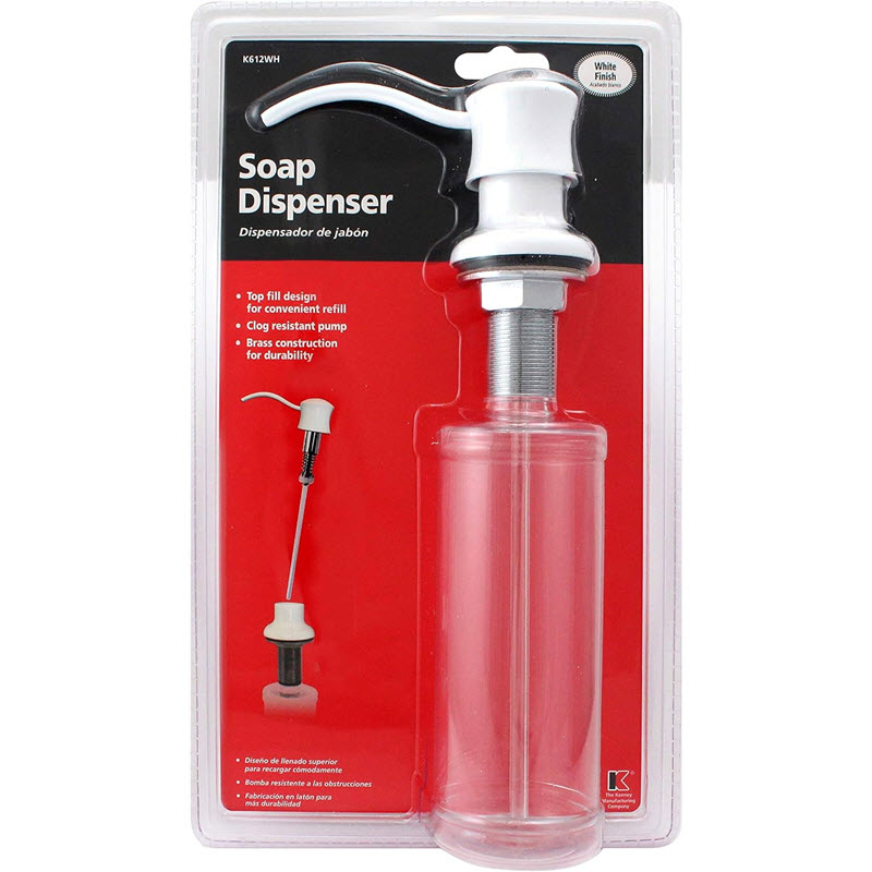 Soap Lotion Dispenser, Plumb Pak, 10 oz Capacity, Brass/Plastic, White - 3