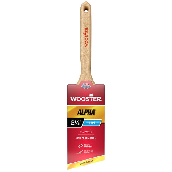 Alpha Paint Brush, Wooster, Angle Sash, 2.5 in W, Synthetic Fabric Bristle - 1