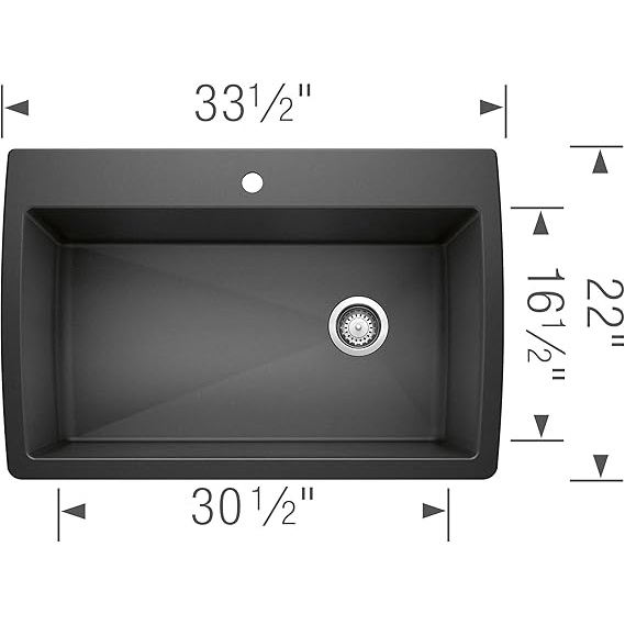Diamond Kitchen Sink, Blanco, Top/Undermount, 1-Bowl, 1-Hole, Composite - 3