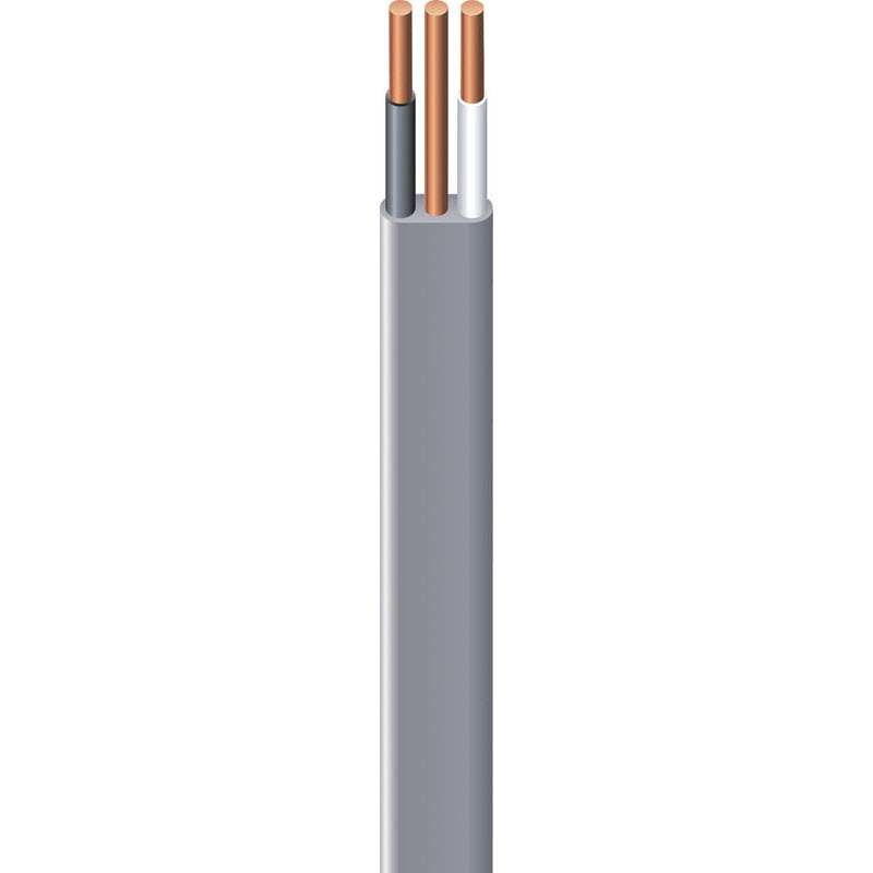 Uf-B Building Wire, Romex, 12 AWG 2-Conductor Solid Copper Wire With Ground, Sheathed Cable, PVC Insulation, Gray, 50 ft L - 1