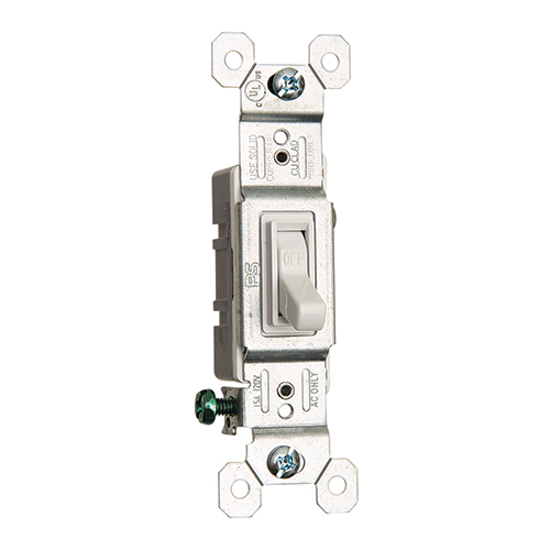 TradeMaster Framed Toggle Switch, Pass & Seymour, 15 A, 120 V, Thermoplastic Housing Material, White - 1