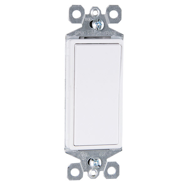 radiant Paddle Switch, Pass & Seymour, 15 A, 120/277 VAC, Push Wire, Side Wire Terminal, White - 1