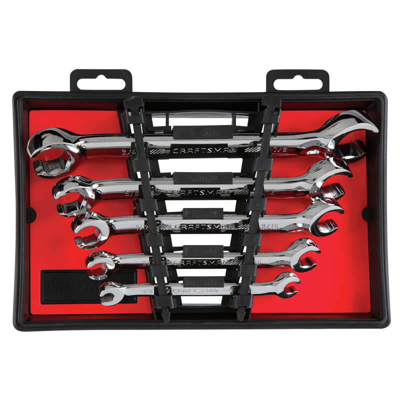 Combination Flare Nut Wrench Set, Craftsman, 5-Piece, Steel, Chrome, Silver - 3