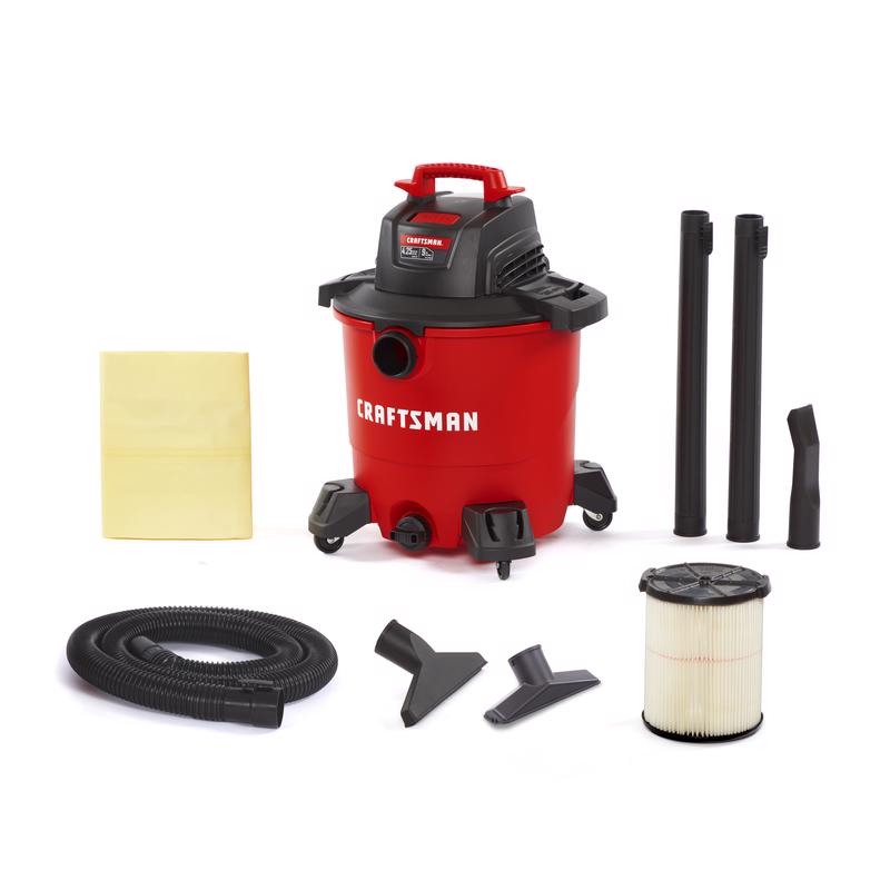 Corded Wet/Dry Vacuum, Craftsman, 9 gal, 1-7/8 Hose Dia., 8.3 A - 1