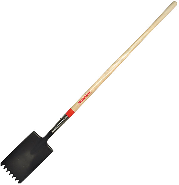 Roofer Shovel, Razor-Back, Shingle Stripper, Steel Blade, Wood Handle, 48 in L Handle - 1