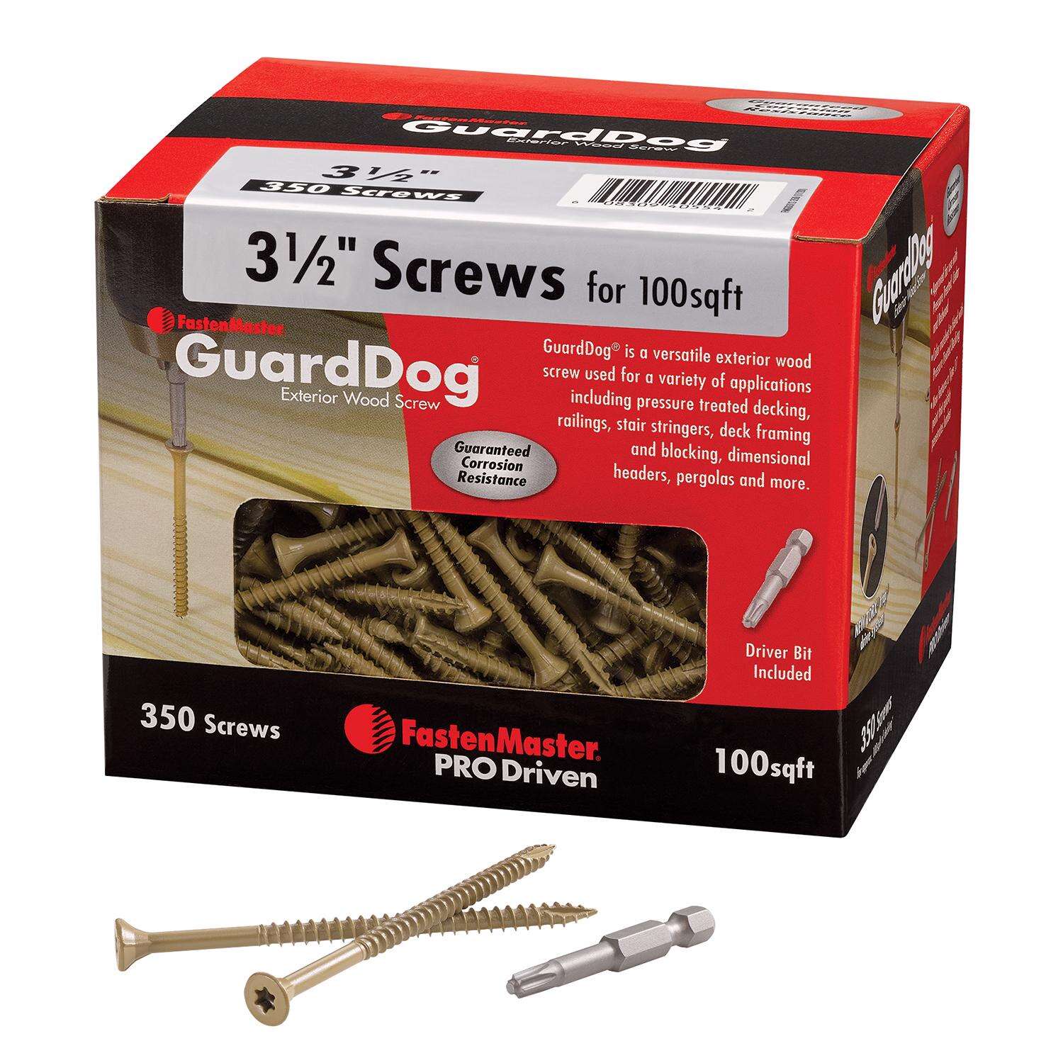 GuardDog Exterior Screw, #9 x 3-1/2 in L, Torx TTap Drive, Flat Head, 350 pk - 3
