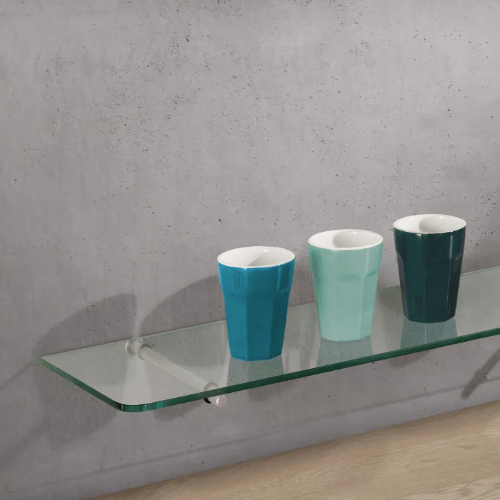 Glass Shelf, Dolle, 4 lb, 1-Shelf, 24 in W, 6 in D, 5/16 in H, 8 mm Thick Material - 2