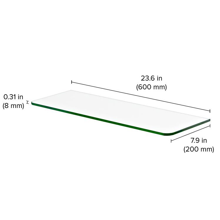 Shelf, Dolle, 7 lb, 1-Shelf, 24 in W, 8 in D, 5/16 in H, 8 mm Thick Material - 3