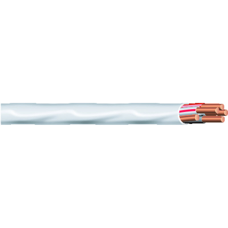Nm-B Building Wire, Romex, 14 AWG 2-Conductor Solid Copper Wire With Grounded Extra Circuit, Sheathed Cable, PVC Insulation, White, 250 ft L - 1