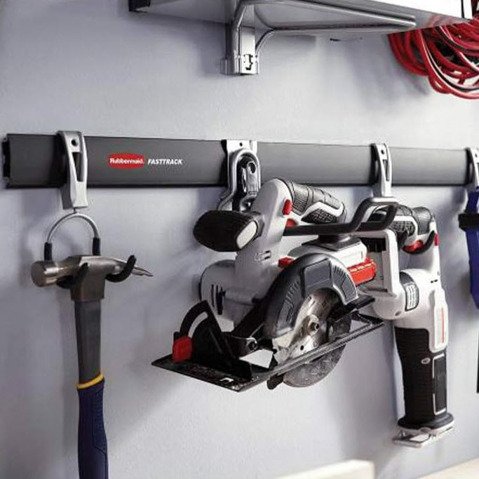 Wall Mounted Rail, Rubbermaid, FastTrack, 1750 lb Capacity, Steel, Black, 48 in L - 2