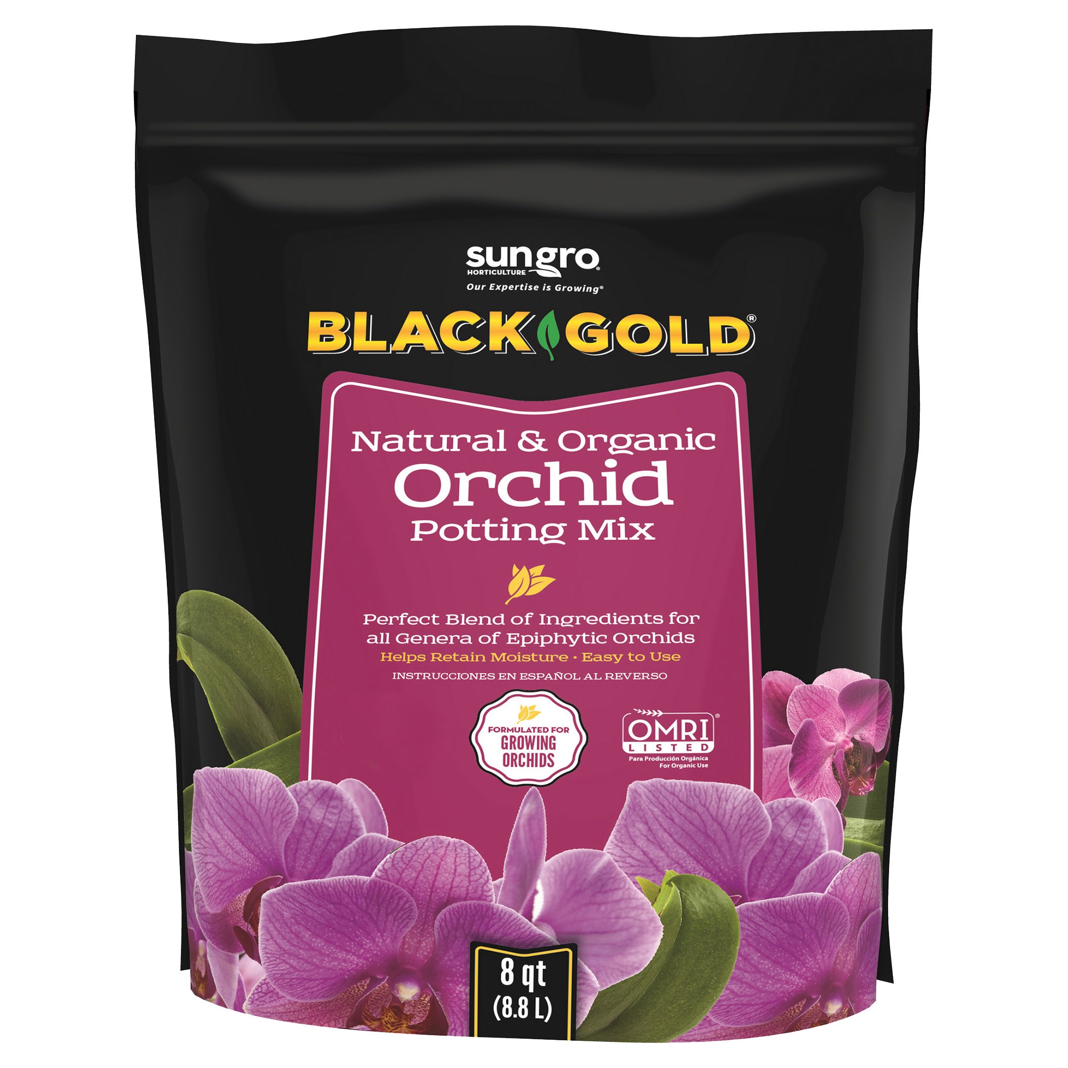 Organic Orchid Potting Mix, Sun Gro, Black Gold, 8 qt - 1
