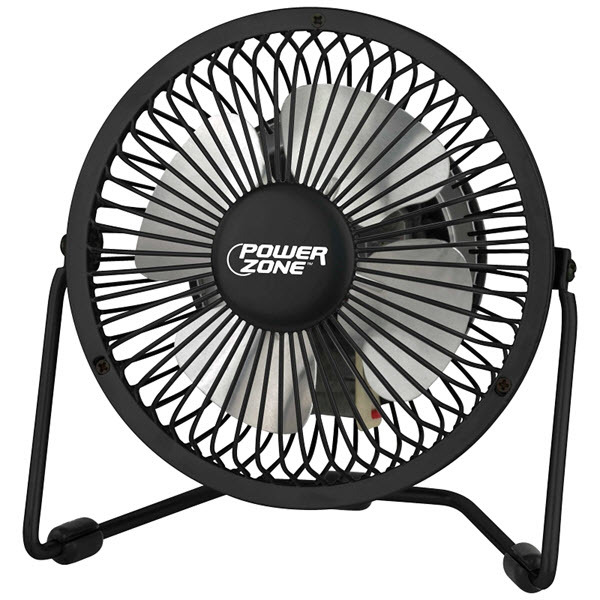 USB Desk Fan, Comfort Zone, 4 in Dia Blade, Black - 1