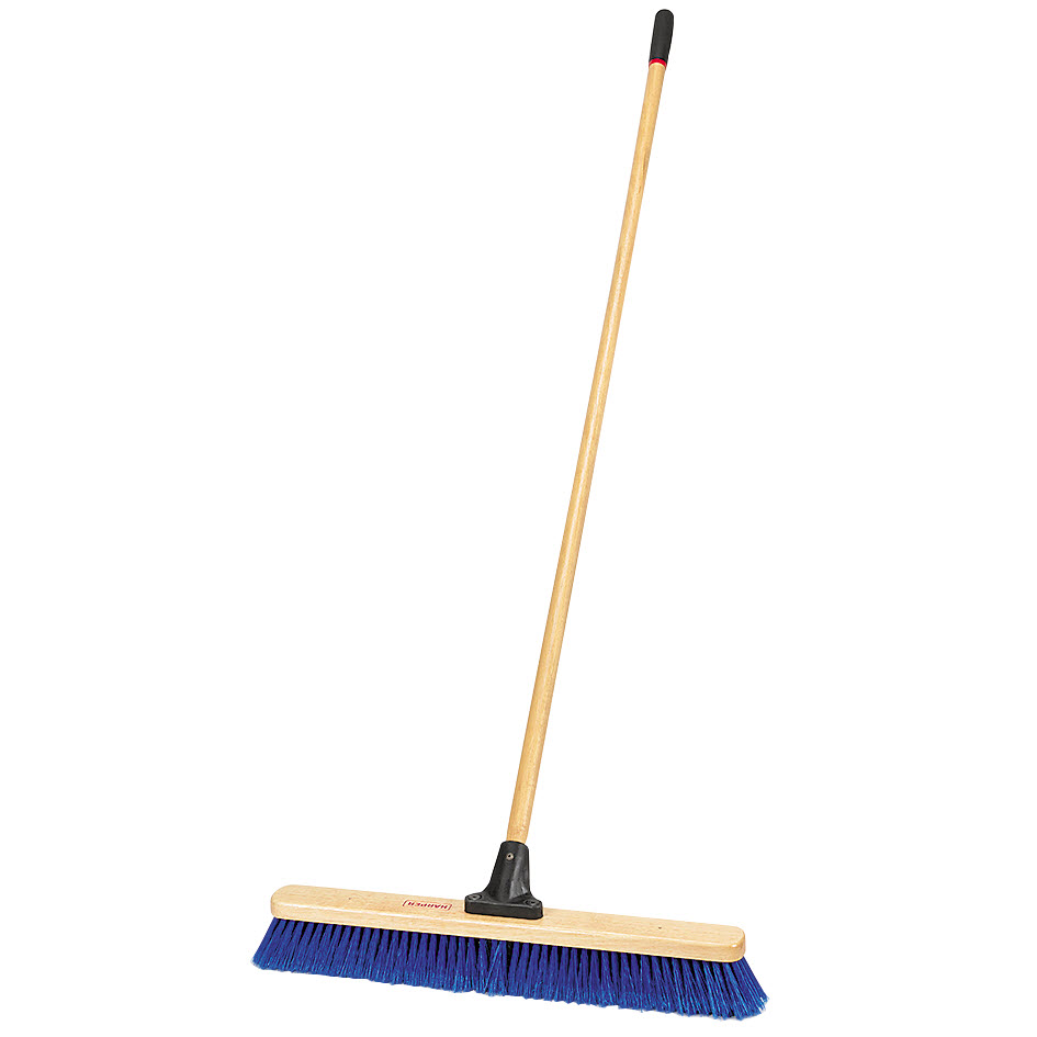 Push Broom, Harper, 24 in Sweep Face, 3 in L Trim, Synthetic Fiber Bristle, Wood Handle - 1