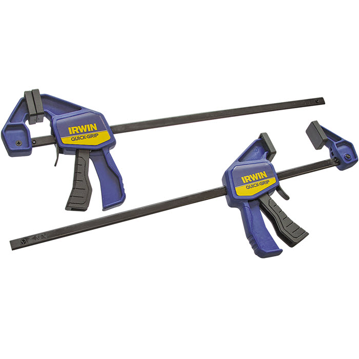 Quick-Grip Bar Clamp, Irwin, 140 lb, 12 in Max Opening Size, 2-7/16 in D Throat, Steel Body, 2 pk - 1