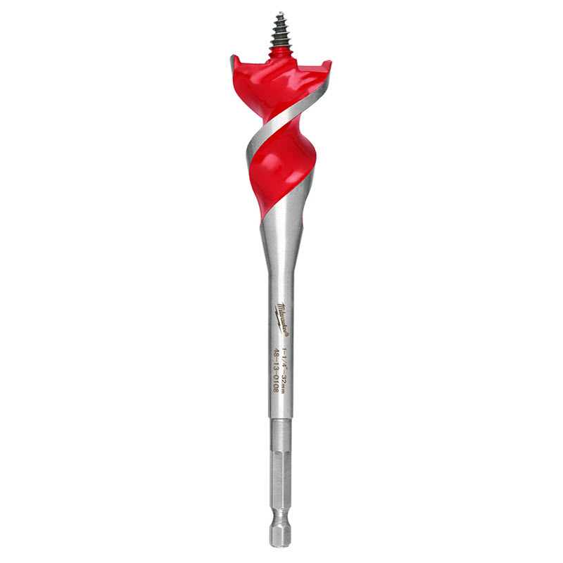 Auger Drill Bit, Milwaukee, 1-1/4 in Dia, 6-1/2 in OAL, 1/4 in Dia Hex Shank, 1PK - 1