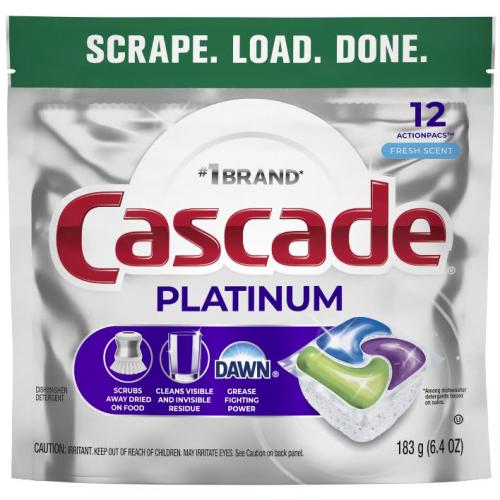 Dishwasher Detergent Pods, Cascade, Platinum, Fresh Scent, 12 pk - 1