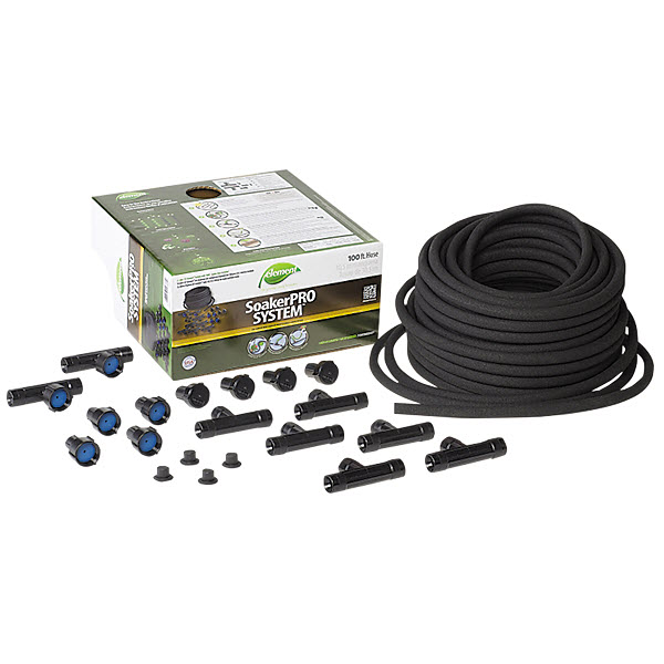 Soaker Hose System, Element, 3/8 in x 100 ft L, GHT, Rubber, Black, 20 pcs - 2