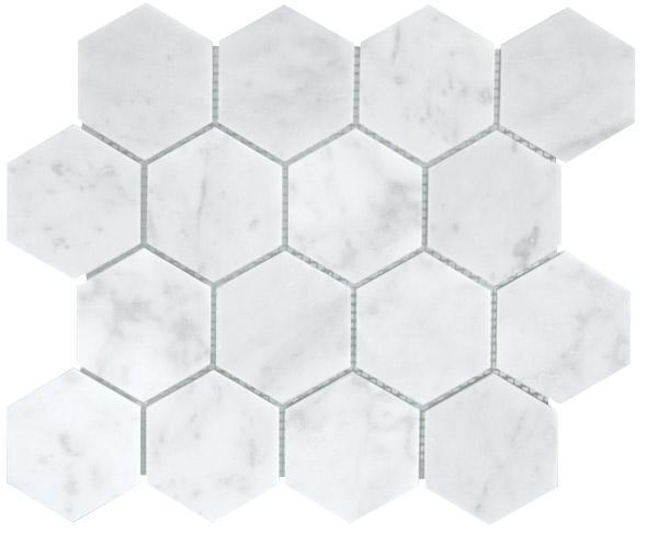 Mosaic Tile, Z Tile & Stone, Stone, Hexagon, 12-1/4 in L, 11.6 in W - 1