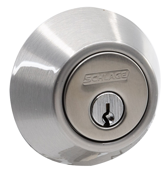 Knob and Deadbolt, Schlage, Mechanical Lock, Knob Handle, Round Design, Satin Nickel, 3 Grade, Metal - 2