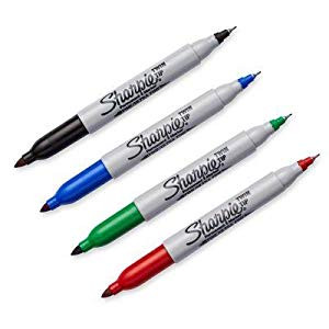 Permanent Marker, Sharpie, Fine and Ultra Fine Twin Tip, Black/Blue/Green/Red - 1