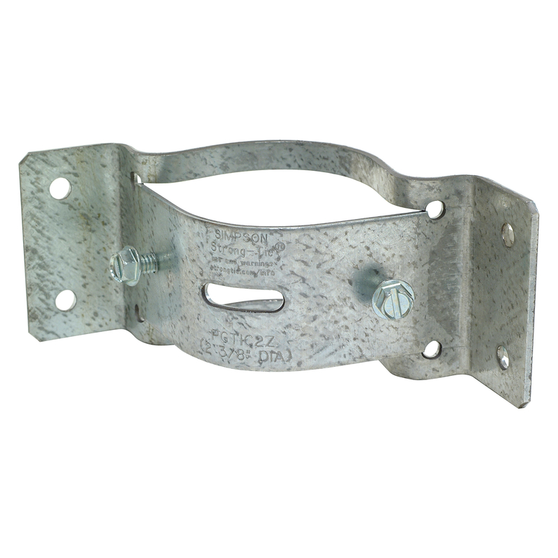 Pipe Grip Tie, Simpson Strong-Tie, Interior Corner Wood Fence Rail to 2-3/8 in Metal Post, ZMAX Galvanized Steel - 1