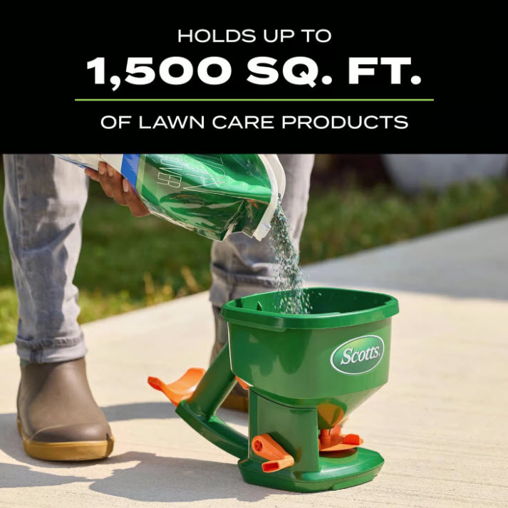 Hand-Powered Spreader, Scotts, Whirl, 1.15 lb Capacity, 1500 sq-ft Coverage Area, 5 ft W Spread, Plastic - 2