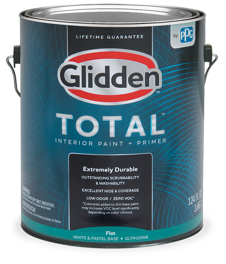 Total Interior Paint, Glidden, Flat Sheen, Pastel/White, 1 gal - 1