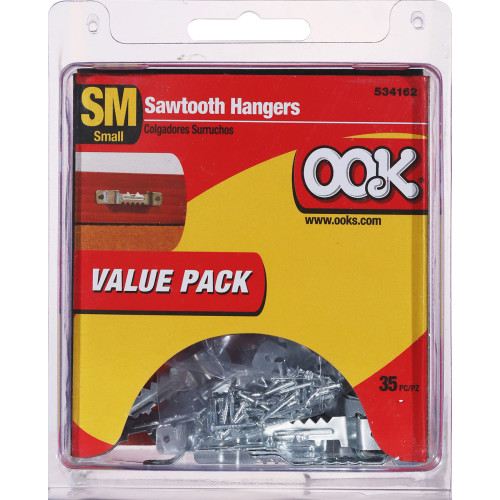 Sawtooth Picture Hanger, Ook, Assorted Kit, Zinc-Plated, Small 35 PC - 1