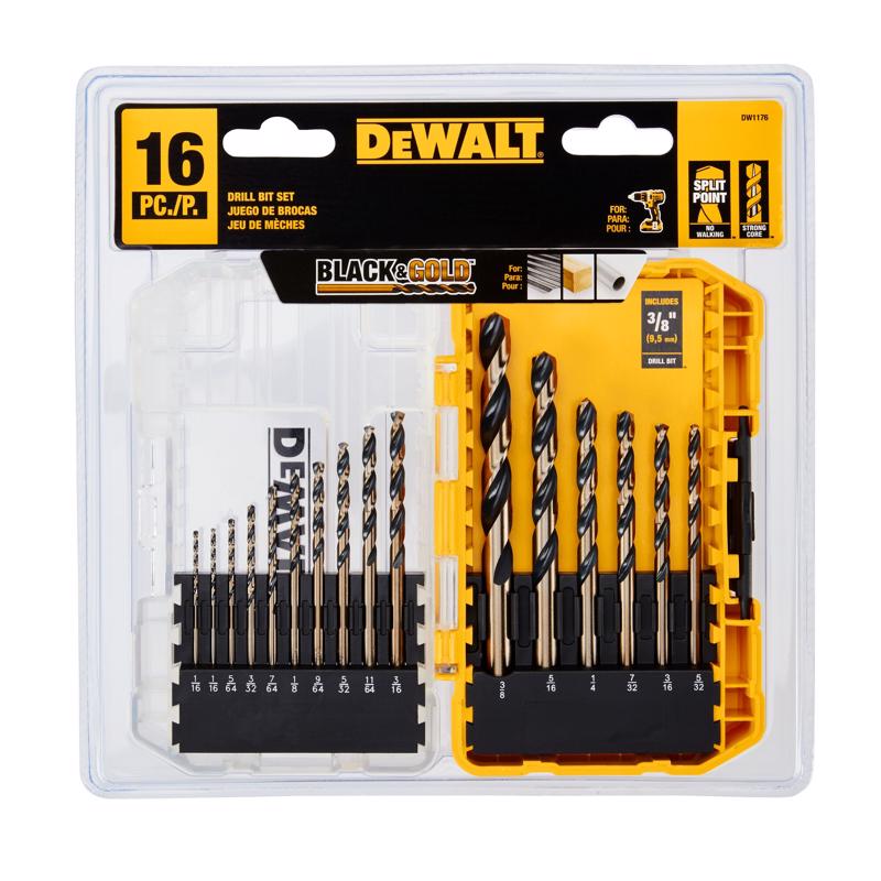 Drill Bit Set, Dewalt, Black & Gold, 16 pc - 2