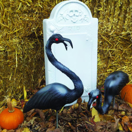 Zombie Flamingo, Halloween, Yard Decor, 21 in H, Plastic, 2 pk - 2