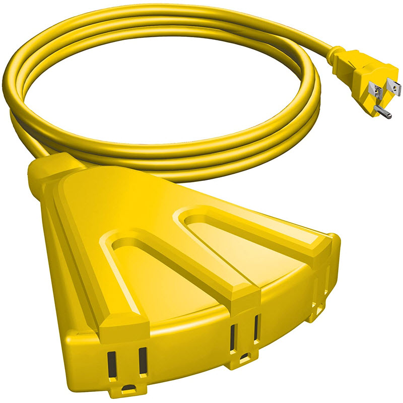 Extension Cord, Stanley, 16 AWG Cable, 3-Outlet, 8 ft L, Yellow - 1
